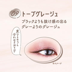 Canmake Lasting Liquid Liner 09 Taupe Greige 0.5 ml Liquid Eyeliner, Ultra Fine Brush, Quick Drying, Hot Water Off