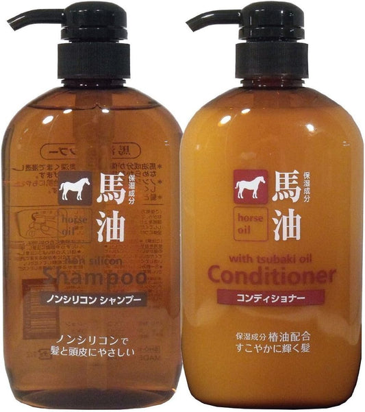 [Japanese Shampoo and Conditioner] Kumano Yushi Horse Oil Shampoo   Conditioner Moisturizing Ingredients, High 600ml each