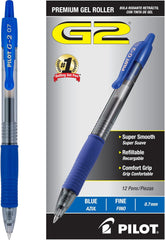 G2 Gel Roller Ball Pen, Retractable, Refillable, Blue Ink, 0.7mm Fine, Dozen (並行輸入品)