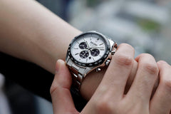 Solar Chronograph The Standard Men's Wristwatch, silver/white   black, Bracelet Type