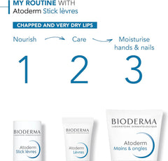 Genuine product Bioderma Atoderm Lipstick 4G Lip Balm For sensitive skin that repeatedly gets dry, No coloring, No ethyl alcohol added, No parabens added