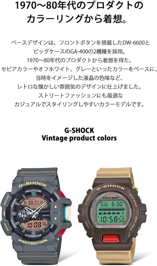 Casio G-Shock GA-400PC-8AJF Men's Watch, Vintage Product Colors, Gray, gray, Modern