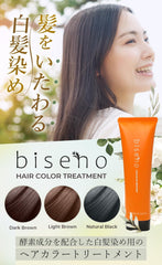 biseno Hair Dye Hair Color Treatment, Natural Black, 5.3 oz (150 g) x 2 (Approx. 2 Months), Diamine Free, Women's, Men's, Floral Scent, Plant-Derived