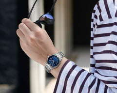S-Series Titanium Solar Radio Watch, silver/blue, Bracelet Type