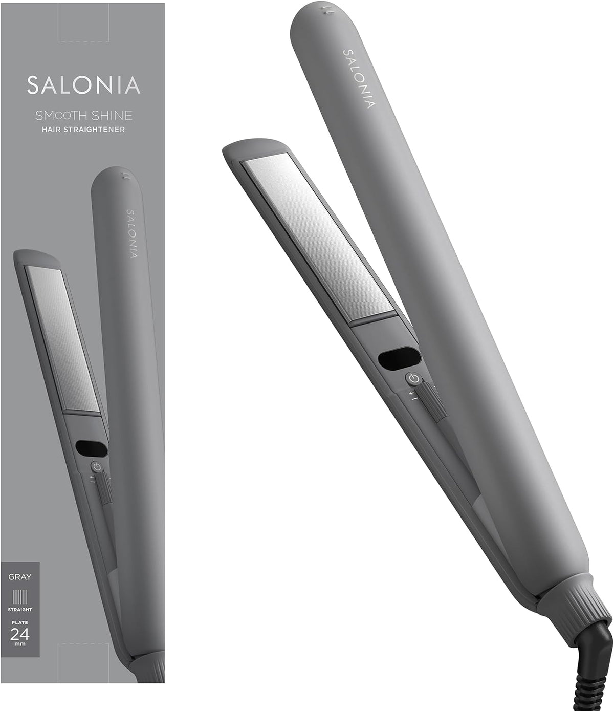 SALONIA SAL23105GR Smooth Shine Hair Straightener Gray 24mm