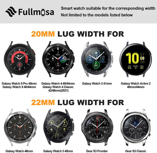 Watch Band, Leather, 0.70, 0.80, 0.87 inches (18 mm, 20 mm, 22 mm), 6 Colors in All, black+silver,