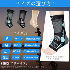 NEENCA Ankle Supporter Compression Socks for Sports Compression Arch Supporter Sole of Foot Arch of Climbing Daily Life Unisex Set of 2 (L, Blue)