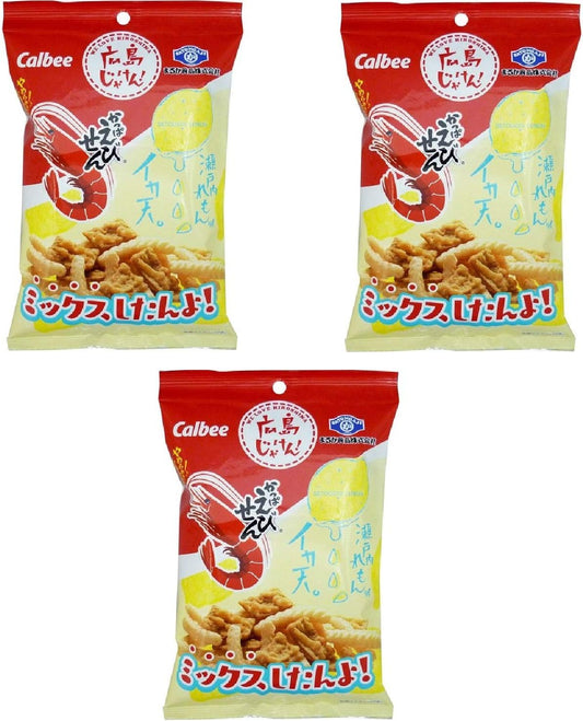 Chugoshikoku Limited Hiroshima Prefecture Limited Maruka Foods Calbee Calbee Hiroshima Jaken! WE LOVE HIROSHIMA Kappa Ebisen, Squid Ten, Setouchi Lemon Flavor, SETOUCHI LEMON Mixed Kekonyo! Snacks, Processed Seafood, 1.1 oz (30 g) x 3 Bags, Eat Trial Set