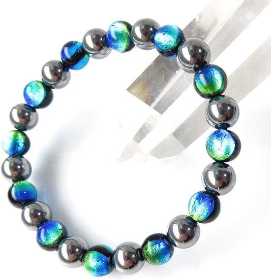 Keramarin Firefly Glass Terahertz Ore Bracelet, 0.3 inches (8 mm), Okinawa, Firefly, Dragonfly Ball