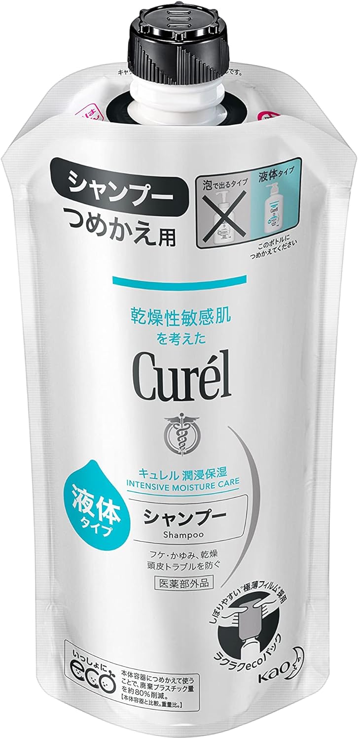 Curel Shampoo, Refill, 11.8 fl oz (340 ml) (Can be used for babies), Weak Acid, Fragrance-free, Color-Free