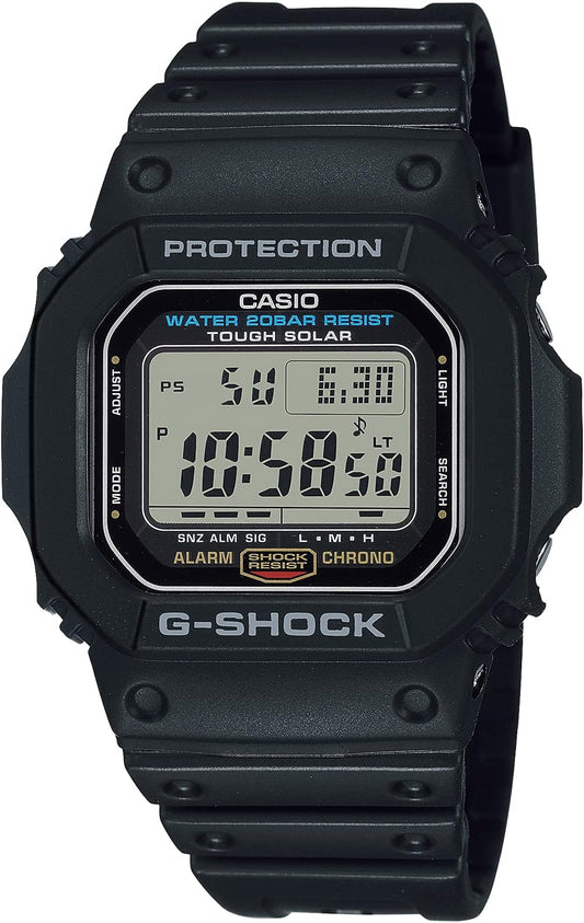 Casio G-5600UE-1JF Solar Wristwatch (Old and New), Black, Super Illuminator Type (High Brightness LED Light)