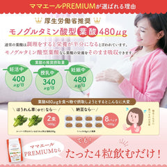 Mama Ale Premium Folic Acid High Contains 480μg Pregnancy Pregnancy Postpartum Supplement Iron Calcium 10 Vitamins 7 Minerals Japanese and Chinese Ingredients Zinc 22 Domestic Vegetables Contains 1 Month's Supply (Single Item)