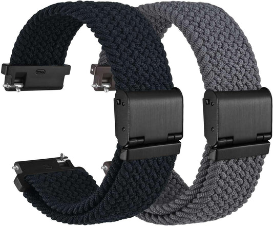 Watch Band, 0.7 inch (18 mm), 0.75 inch (19 mm), 0.8 inch (20 mm), 0.8 inch (21 mm), 0.9 inch (22 mm), Nylon Watch Strap, Stepless Adjustment, Smart Watch Replacement Band, Set of 2