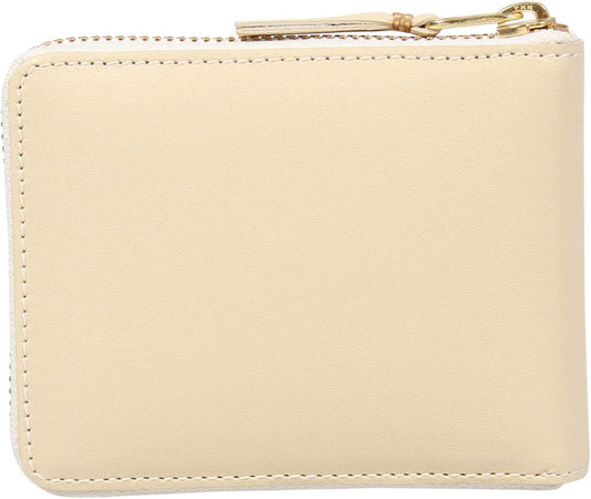 SA7100 Bifold Wallet, Men's, Women's, Round Zipper, Genuine Leather, Off, White, white (off-white)