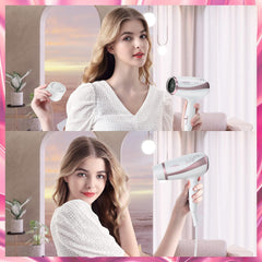 CONFU Hair Dryer, 1200 W, Negative Ions, Temperature   Air Flow Adjustment, Cool/Hot Air Mode, Foldable, Lightweight, Quick Drying, Constant Temperature, Hair Care, Simple, Smooth, Shiny Hair, For Travel/Home Use (White)