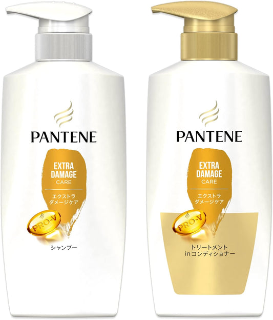 [Japanese Shampoo and Conditioner] Set of 2 Pantene Extra Damage Care Shampoo/Treatment Conditioner Pump 400mL+400g