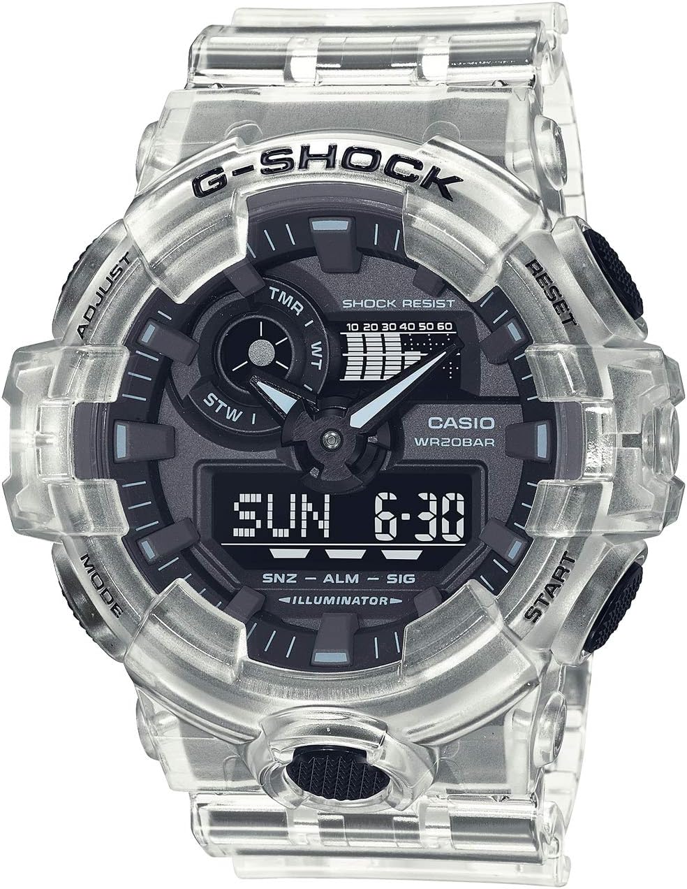 Casio GA-700SKE-7AJF Men's Wristwatch, Skeleton Series, Clear, Black