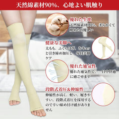 Compression Socks, Elastic Stockings, Medical Use, Women's, Elastic Stockings, For Women, Elastic Stockings, For Men, Beautiful Legs, Tightening, Toeless, While Sleeping (Cream, S)