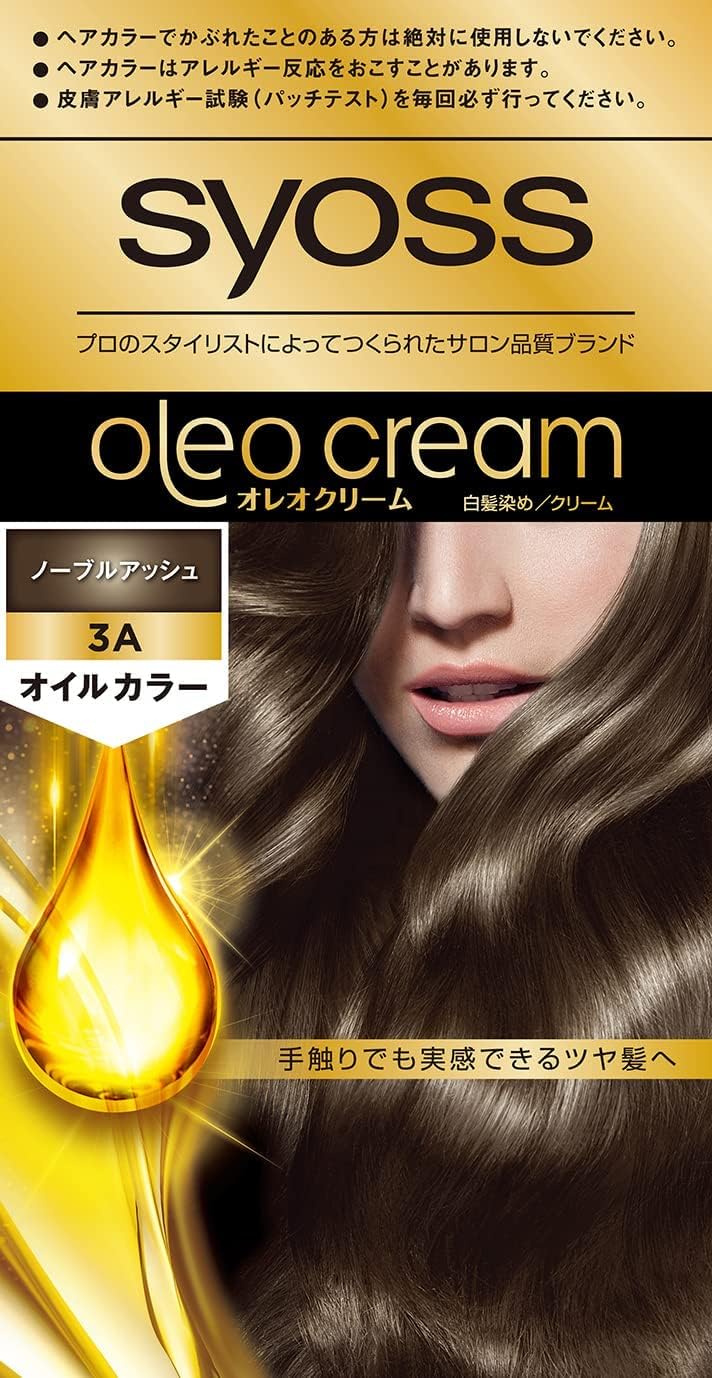 Syoss Oleo Cream, Hair Color, Salon Quality, Dye for White Hair, Bonus Item Included, 3A Noble Ash