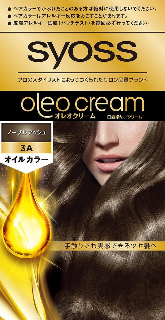 Syoss Oleo Cream, Hair Color, Salon Quality, Dye for White Hair, Bonus Item Included, 3A Noble Ash