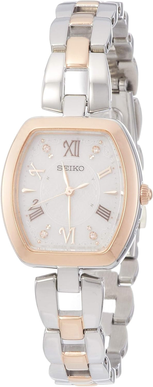 Seiko SWFH098 Women's Watch, Selection, Solar Radio, Tonneau Type, White Dial, Silver, Dial color - white, Solar Radio Tonneau Watch White Dial with Swarovski®