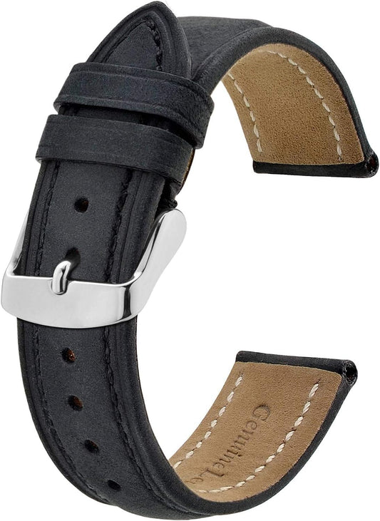 Watch Band 14/15/16/17/18/19/20/21/22/23/24mm Suede Genuine Leather Watch Strap Silver Buckle