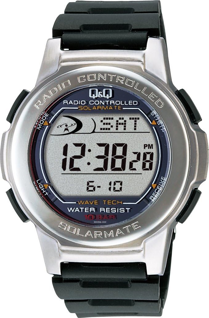 Citizen Q Q Watch Digital Radio Solar Waterproof Date Urethane Belt MHS5-300 Men's Silver