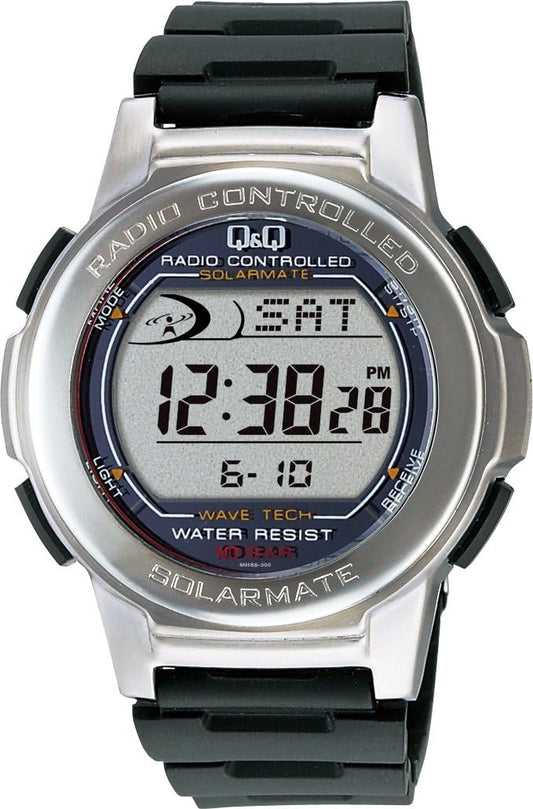 Citizen Q Q Watch Digital Radio Solar Waterproof Date Urethane Belt MHS5-300 Men's Silver