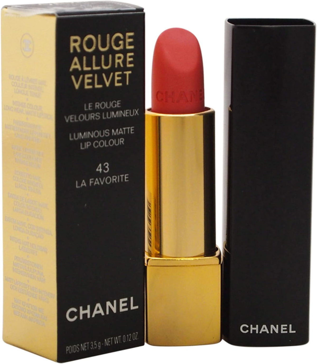 CHANEL Rouge Allure Velvet #43 La Favorite, 0.1 oz (3.5 g) Parallel import goods