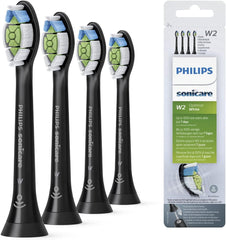 Philips Sonicare HX6064 Replacement Brush, White Plus, Stain Removal, Regular Size, Optimal White, Set of 4, Black