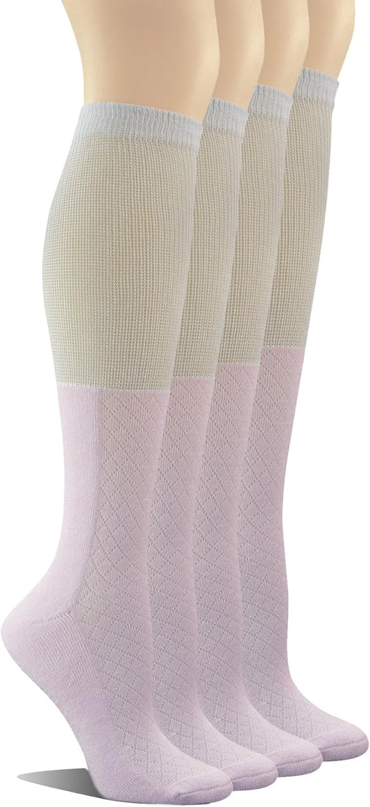 Yomandamor long pink socks for women deodorization and sterilization Bamboo fiber Loose seamless rubber-free care socks four-pair set Mother's Day for Pregnant Women and the Elderly Respect for the Aged Day gift