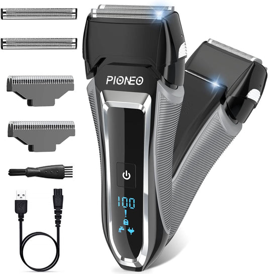 Men's Shaver, Electric Shaver, Men's Shaver, Closely Closed, IPX7 Waterproof, 3 Blades, USB Rapid Charging, Waterproof, Bath Shaving, Locking Function, Deep Shaving, LED Display Display, Gift (Black)