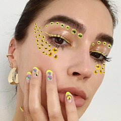 Rhinestone Face Stickers Glitter 3D Glow Eye Makeup Crystal Face Stickers Eye Stickers Set of 6