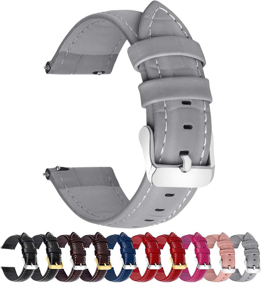 Quick Release Watch Band, Watch Strap, 0.8 inch (20 mm), 0.9 inch (22 mm), Bamboo Genuine Leather, Band, Smart Watch Band, Smart Watch Band, Wristwatch, Wristwatch, Wristband, Women's, Men's, Present, Leather Band, gray