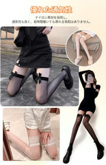 WindTour Women's Knee-High Socks, Black, White, Lace, Ribbon, Sheer, Stockings, For Spring and Summer, Thin, Stretchy, Beautiful Legs, Breathable, Compression, Girls, Cosplay