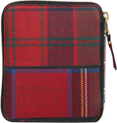 TARTAN PATCHWORK WALLET Comme des Garcons Wallet Bifold Round Zipper Genuine Leather Tartan Check Red SA2100TP Red Parallel Import