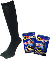 Pax – Asian Men's Men's Wear 圧靴 Under Clock for Mist, Anti-Bacterial, odor-free, Support Five Five Toe Socks Black (Black) # # 801 2 Pairs