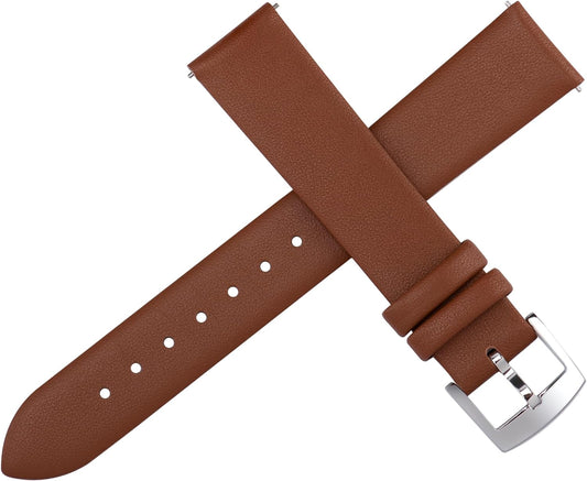 Genuine Leather Watch Band, Watch Strap 12mm, 14mm, 16mm, 18mm, 20mm, 22mm, Elegant   Ultra Soft Calf Leather Watch Replacement Band for Watches and Smart Watches, Quick Release Replacement Strap No Tools Required for Women, Men