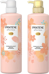 [Japanese Shampoo and Conditioner] Limited Sakura Design Pantene Effortless Complete Night Repair Shampoo Treatment Pump 400mL+400g 2.0 pieces