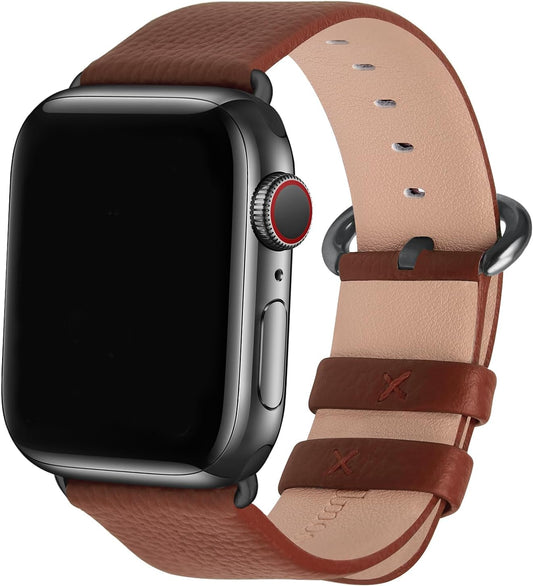 Compatible with Apple Watch Band Belt Apple Watch Band 38mm/40mm/41mm 42mm/44mm/45mm apple watch 9 8 7 6 5 4 3 2 1 SE SE2 Ultra Ultra2 Band Genuine Leather Replacement Band 38mm/40mm/41mm Brown + Smoky Gray Buckle