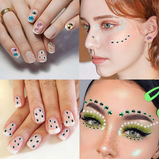 Rhinestone Face Stickers Glitter 3D Glow Eye Makeup Crystal Face Stickers Eye Stickers Set of 6