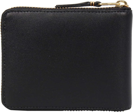 SA7100 Classic Wallet Bi-Fold Wallet, Men's, Women's, Round Zipper, Genuine Leather, Black, Black