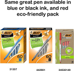 BIC Round Stic Xtra Life Ball Pen, Medium Point (Black, Blue  amp; Red, 60 Count)