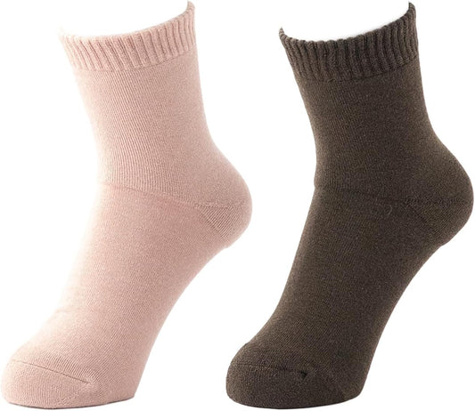 HOKARON Women's Socks, Ankle, Toe, Pile, Infrared Heat Generating Fiber, 9.1 - 9.8 inches (23 - 25 cm), Set of 2 Pairs