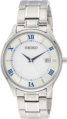 Seiko SBPX113 Selection Men's Wristwatch, Solar, Titanium Model, White Dial, Sapphire Glass, Silver, Dial color - white, Solar Titanium Model White Dial Watch