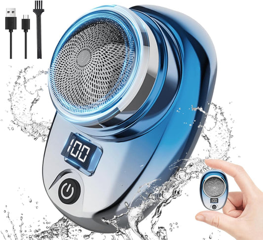 Emny Electric Shaver, Small Electric Shaver, Shaving, Shaving, Portable Shaver, High Speed Rotation, 6 Blades, Washable, LED Display Display, USB Typc-C Rapid Charging, Travel, Portable, For Going Out or In Car, Popular, For Men