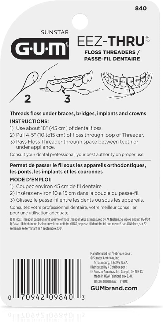 Gum Sunstar 840Ri EEZ Thru Floss Threader 1 Pack Basic Colors