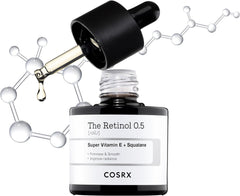 COSRX Retinol 0.5 Oil, 0.5 fl oz (20 ml), Retinol 0.5 Oil, Pure Retinol, Beauty Essence, Vitamin E Squalane, Pure Retinol, Genuine Retinol, Sensitive Skin, Tested for Human Body, Cosuarex Korean Skin Care, Korean Cosmetics