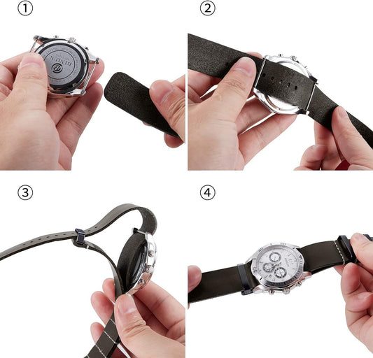 Leather Watch Band, Crazy Horse Oil Leather Watch Strap, 18mm, 19mm, 20mm, 21mm, 22mm, 24mm, Replacement One Piece Leather Watch Strap for Men and Women, 12 Colors Silver/Black Buckle