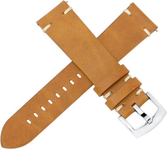 Watch Band, 18mm, 20mm, 21mm, 22mm, Classic Vintage Leather, Watch Strap, Quick Release, No Tools Needed Replacement Strap for Men and Women Watches and Smart Watch